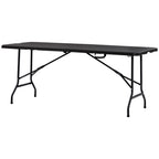Folding Garden Table for 6 People in Steel and HDPE, 180x75.5x73cm, Dark Grey - Borge' Group Limited