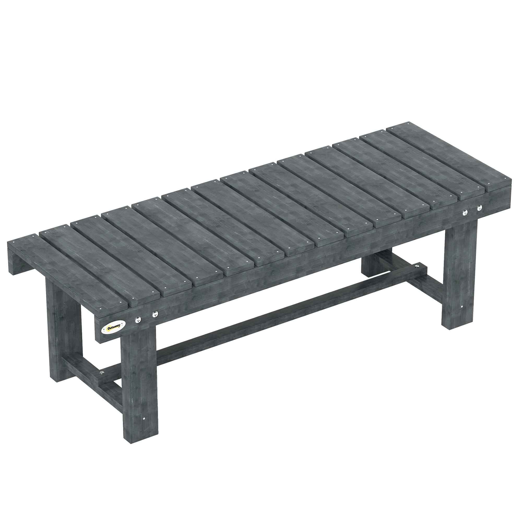 Outsunny 2-Seater Waterproof Garden Bench in Fir Wood, 110x38x35 cm, Grey