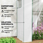 Outsunny Greenhouse for Plants with 2 Side Mesh Windows and Roller Door, in PE and Steel, 196x77x197 cm, White