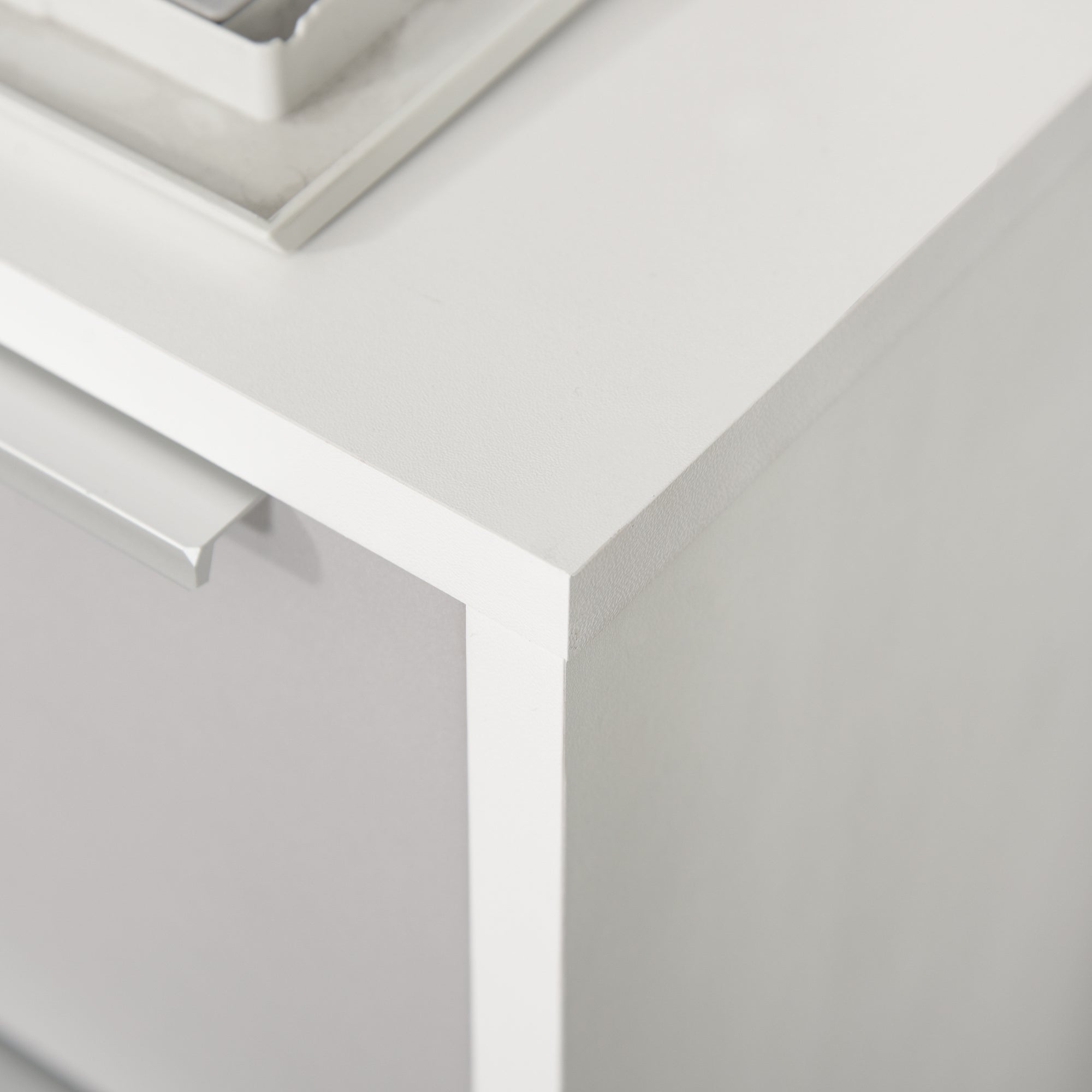 3-Drawer Office Filing Cabinet with Security Keys and 4 Wheels, Wooden, 40x40x63.5 cm, White and Grey