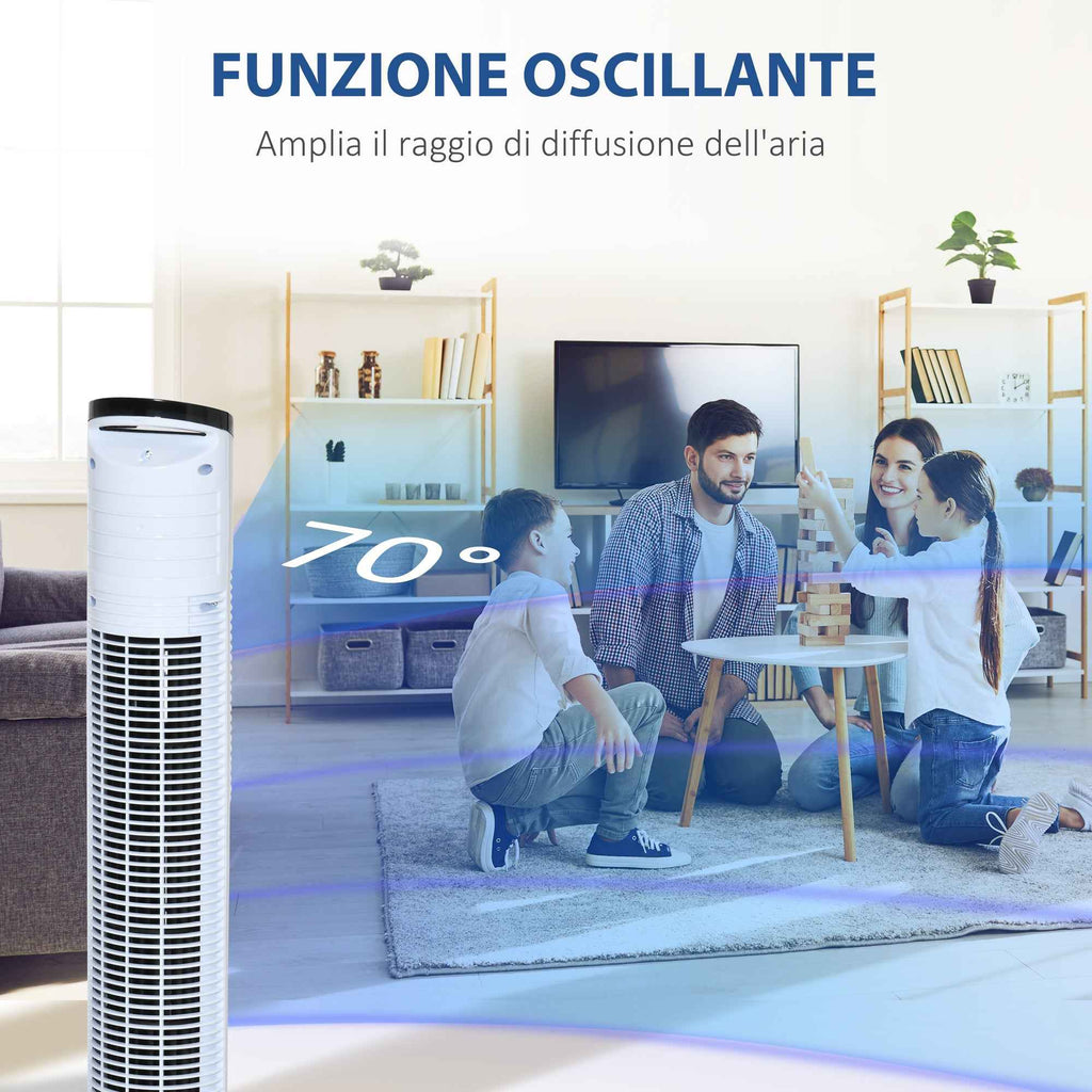 HOMCOM Tower Fan with 5m Remote Control, 70° Oscillation, 3 Functions and 3 Speeds, Black