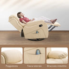 Beige Reclining Relax Chair with 8 Massage Points, Heating and Footrest, 97x92X104 cm