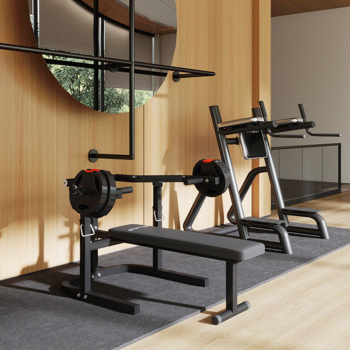 Adjustable Height Steel Chest Machine, 150x150x60-85 cm, Black