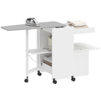 Folding Ironing Board with Storage, Space-Saving, White