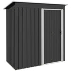 Garden Shed with Sloping Roof and Sliding Door, Galvanized Steel Garden Tool Shed, 1.16m², 163x89x182 cm, Black - Borge' Group Limited