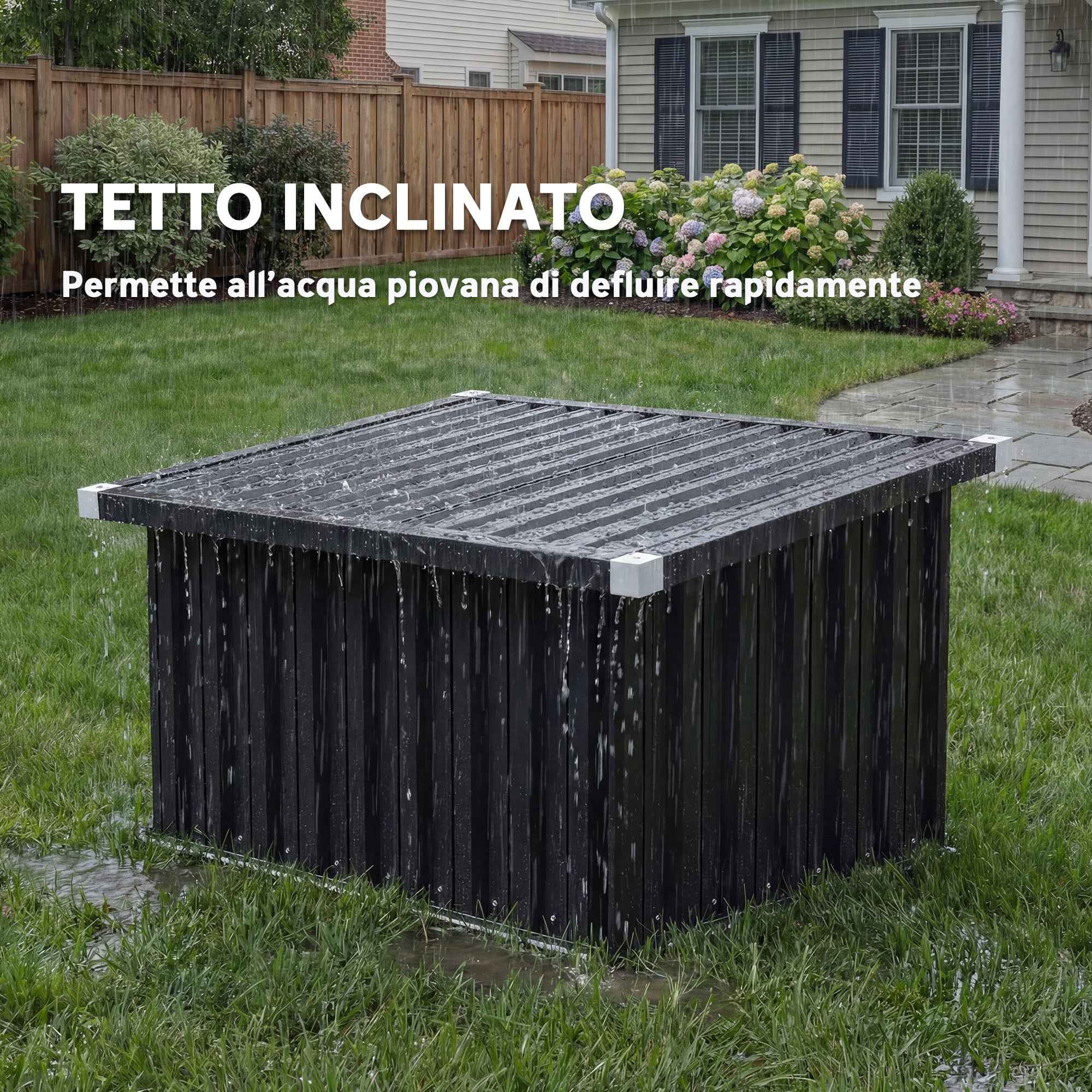 Outsunny Garage for Robot Lawn Mower with Sloped Steel Roof, 108x86x62.5 cm, Dark Grey