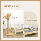 Cat Hammock with Cactus Design 2 in 1 Cat Scratching Post for Indoor, 88.5x31.5x76.5 cm