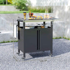 Outsunny Stainless Steel Barbecue Cart with Cabinet, Open Shelf and Side Table, 116x50x93 cm, Black