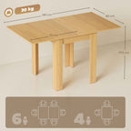 HOMCOM Extendable Dining Table for 4-6 People in Wood and Steel, 140x80x77.5 cm, Wood Color