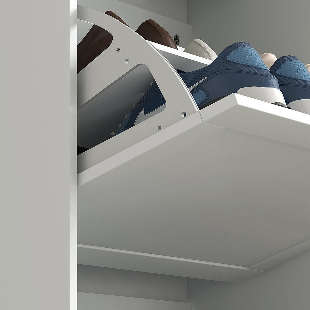 Space-Saving 3-Drawer Shoe Rack with 2-Tier Adjustable Shelves, Wooden, 60x23.5x115 cm, White