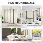 Outsunny 4-Panel Folding Indoor and Outdoor Room Divider, 221x50x172cm, Cream