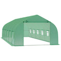 8x3x2m PE and Steel Tunnel Greenhouse with Roll-Up Door and Windows, Green