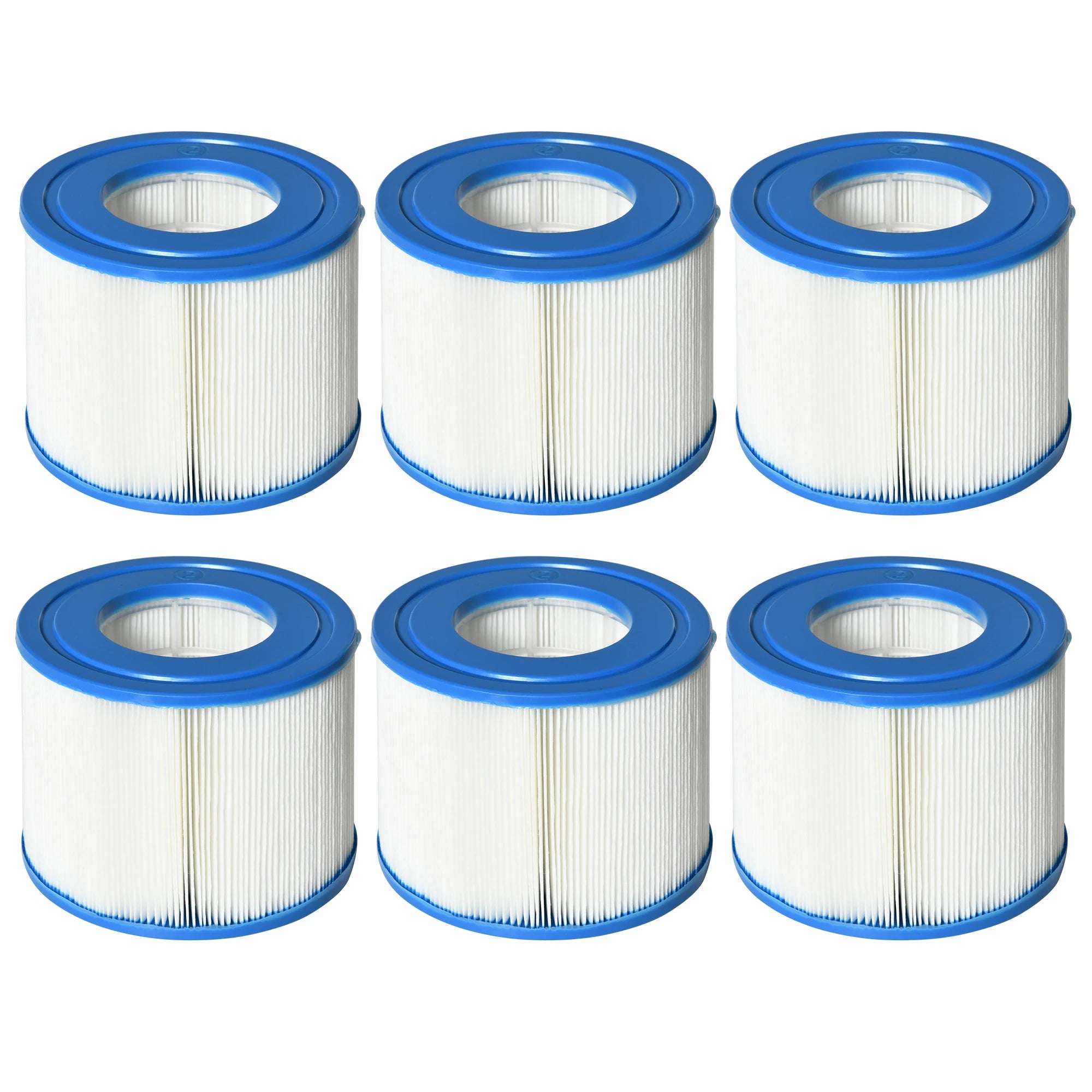 Set of 6 Filters for Inflatable Pools and Spas in Non-Woven Fabric, Ø10.5x8cm, Blue and White - Borge' Group Limited