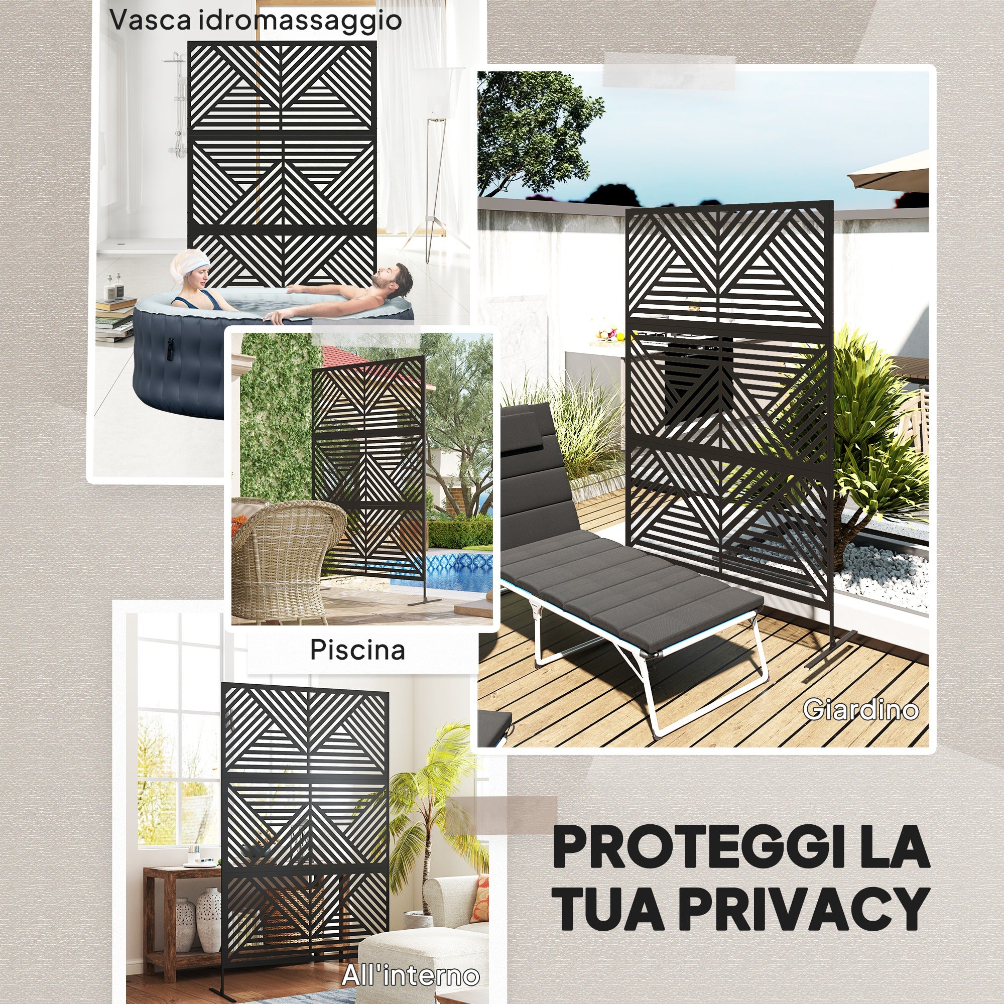 Decorative Outdoor Divider and Trellis for Climbing Plants, 122x45x198 cm, Black