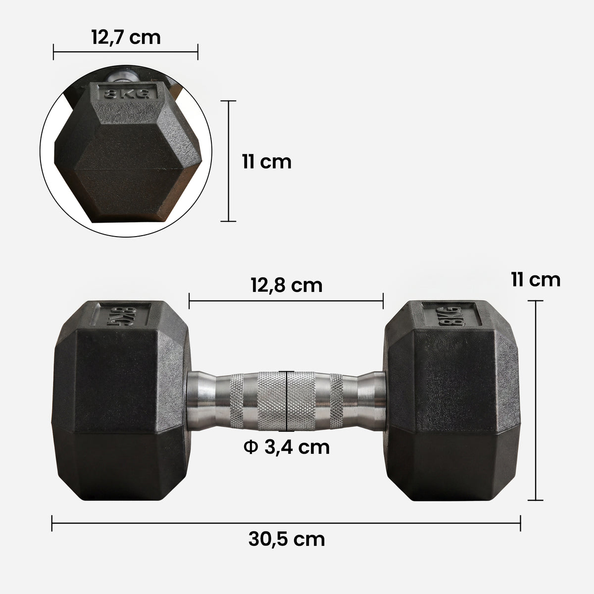 HOMCOM 2 x 8 kg Dumbbell Set with Non-Slip Grip for Home Fitness Strength Training, Black