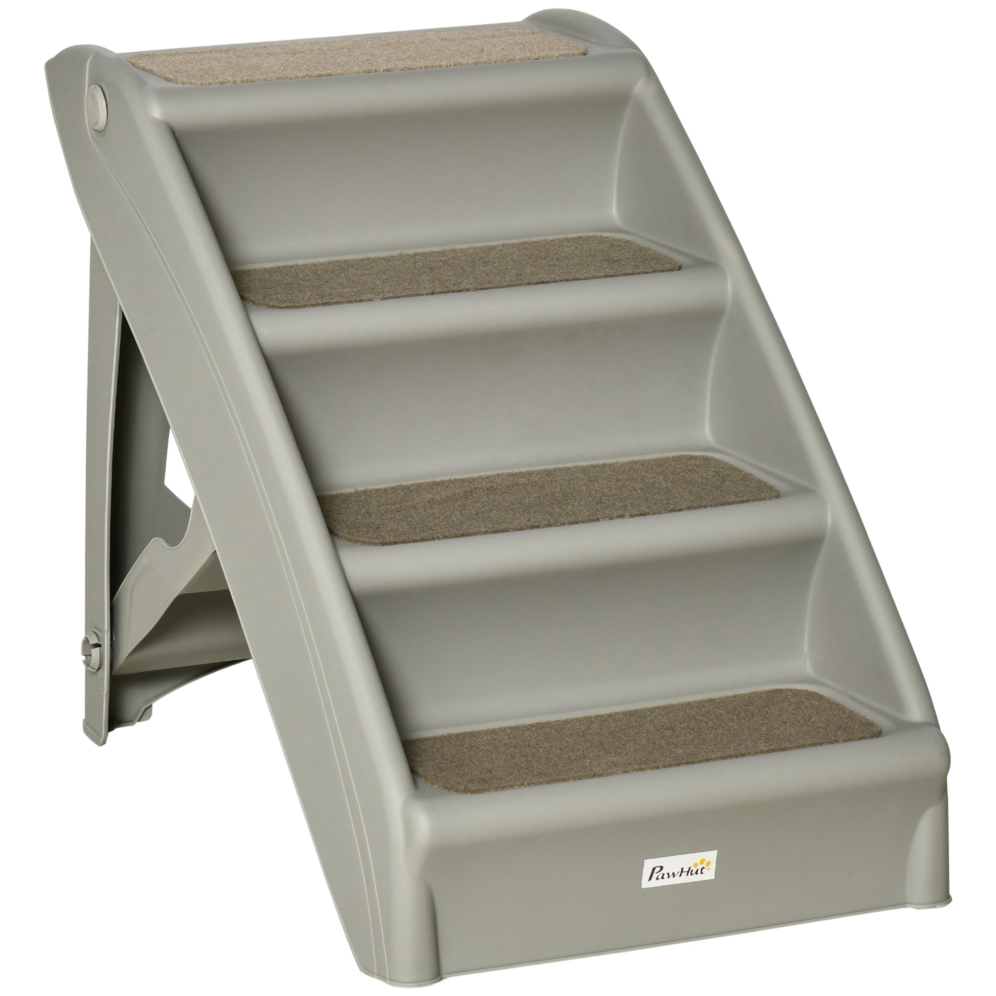 Folding Dog Stairs with 4 Non-Slip Steps, Pet Ladder for Up to 10kg, 62x38x49.5 cm, Grey