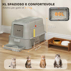 PawHut 80L Enclosed Cat Litter Box with Removable Tray, ABS and Stainless Steel, 63x43x43 cm, Light Grey