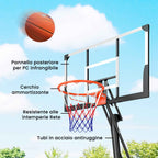 SPORTNOW Portable Outdoor Basketball Hoop, Adjustable 2.45-3.05m, Shatterproof Backboard, Hand Crank Adjustment