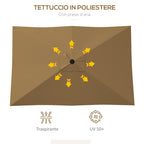 Outsunny 3x2m Rectangular Garden Umbrella with Crank Opening and Tilting, Coffee