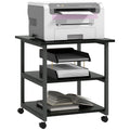 3-Tier Printer Cart with 4 Wheels, Wood and Steel, 50x50x52.5cm, Black