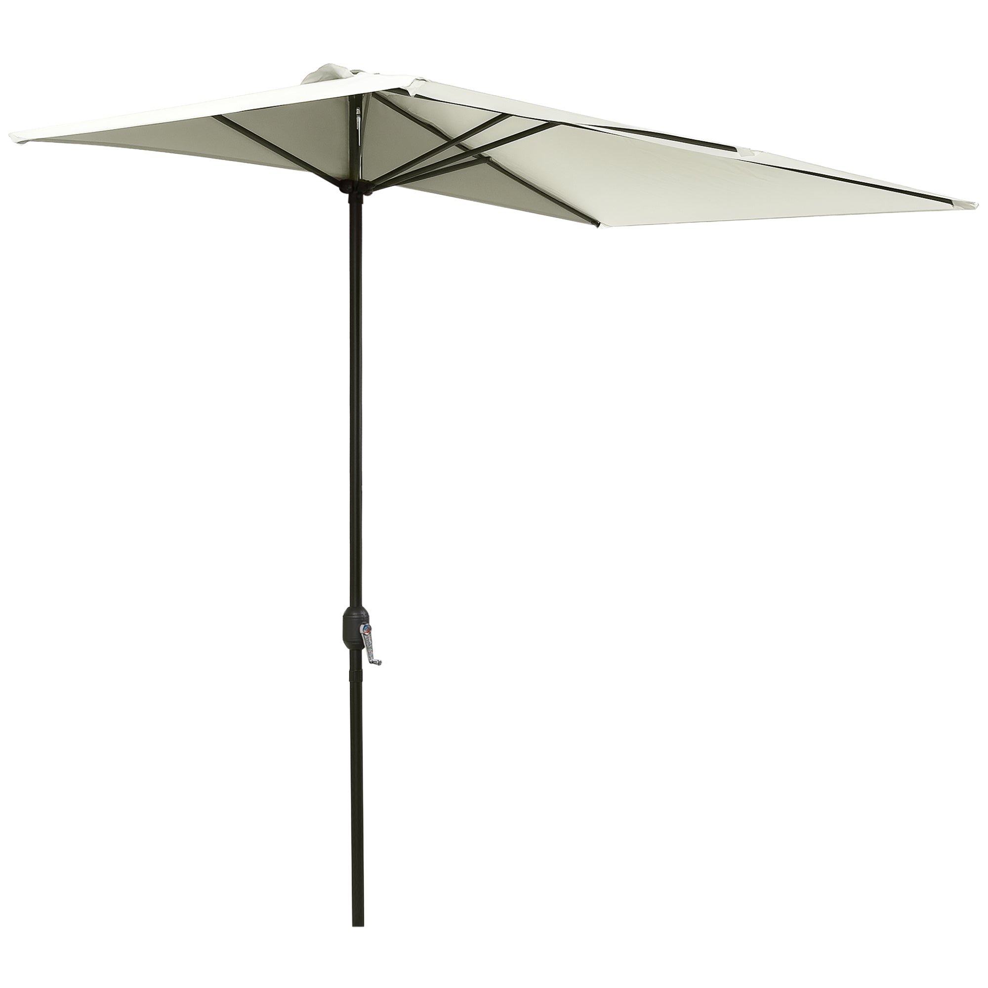 Space-Saving Crescent Wall-Mounted Umbrella with Crank Opening, Beige