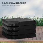 4-Piece HDPE Umbrella Base, Fillable with Water and Sand max 18kg, 103x103x8.3 cm, Black - Borge' Group Limited