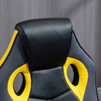 Ergonomic Gaming Chair, Swivel Office Chair with Wheels in Black and Yellow Faux Leather, Adjustable Height