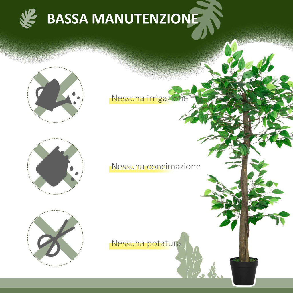 Outsunny Artificial Tea Tree Plant with 546 Realistic Leaves and 120cm Cement Pot, Green