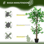 Outsunny Artificial Tea Tree Plant with 546 Realistic Leaves and 120cm Cement Pot, Green