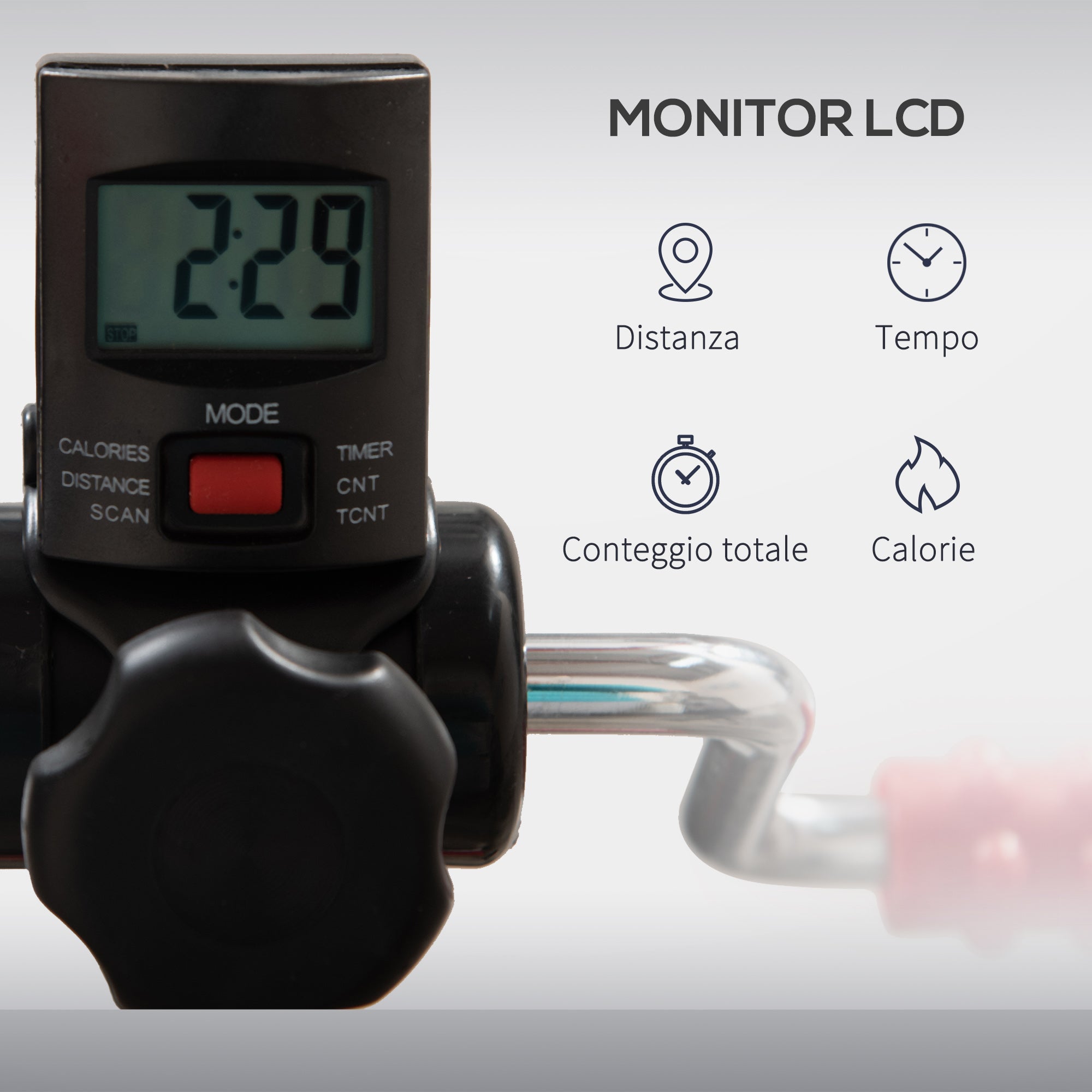 Arm and Leg Pedal Exerciser with LCD Screen, Adjustable Height and Resistance, 56x44-56x75-97 cm