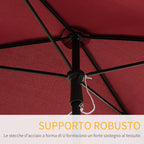 Rectangular and Adjustable Garden Umbrella with Aluminum Pole, 2x1.3x2.5 m, Wine Red