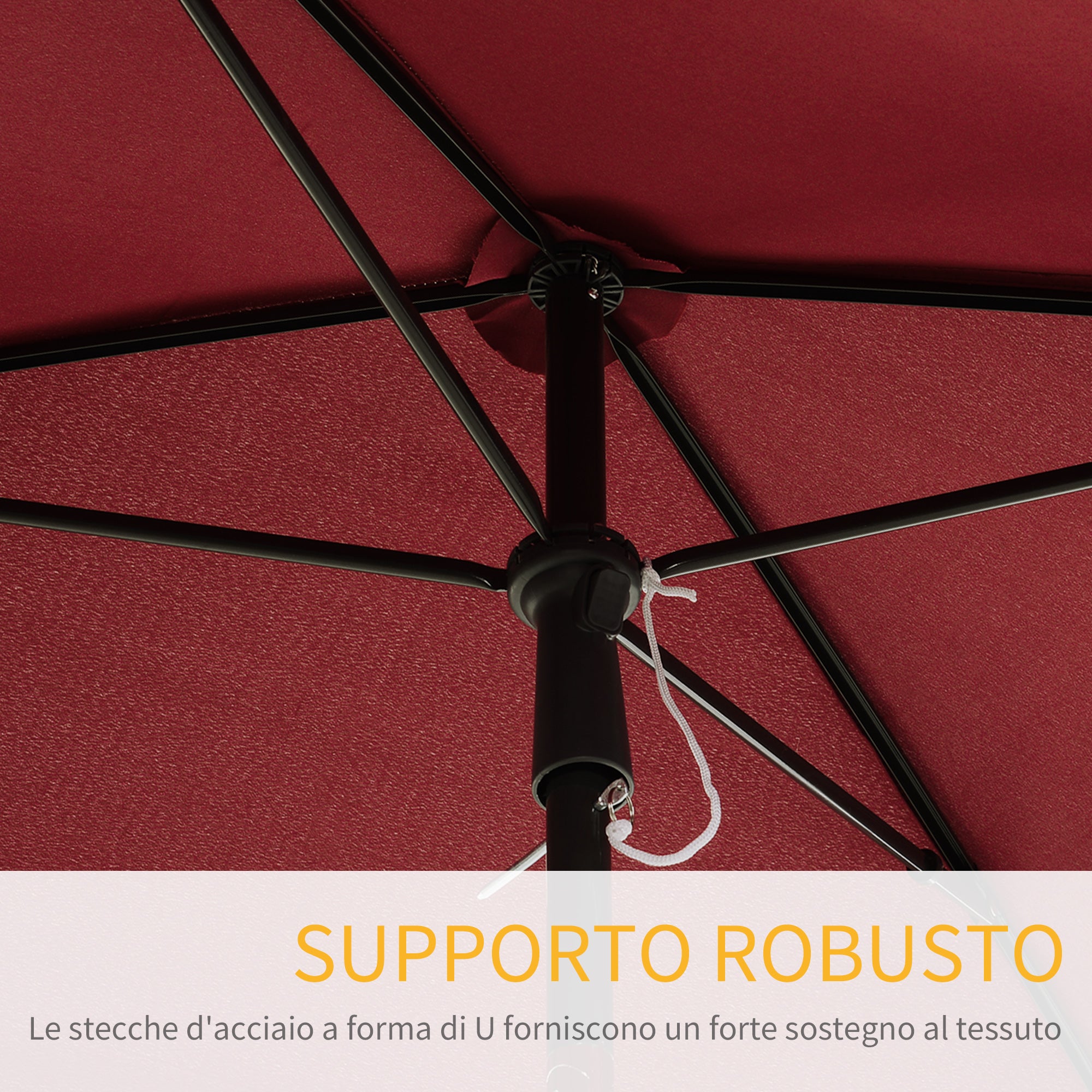 Rectangular and Adjustable Garden Umbrella with Aluminum Pole, 2x1.3x2.5 m, Wine Red