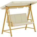 3 Seater Garden Swing with Adjustable Canopy and Cushions, 195x120x170 cm, Beige