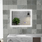 Kleankin Bathroom mirror with LED light 3 levels rectangular, anti -explaiming and touch switch, 90x70cm - Borgè