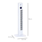 45W Tower Fan with 3 Modes and 3 Speeds with 12h Timer and Diffuser, 31.5x31.5x96 cm, White - Borgè