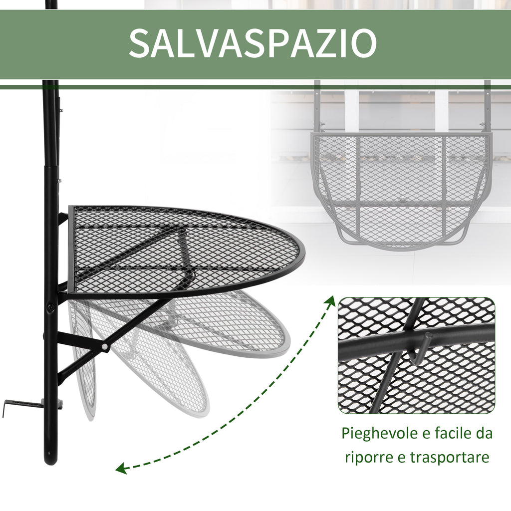 Folding and Adjustable Metal Railing Table, 60x60x57-72cm, Black