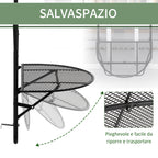 Folding and Adjustable Metal Railing Table, 60x60x57-72cm, Black