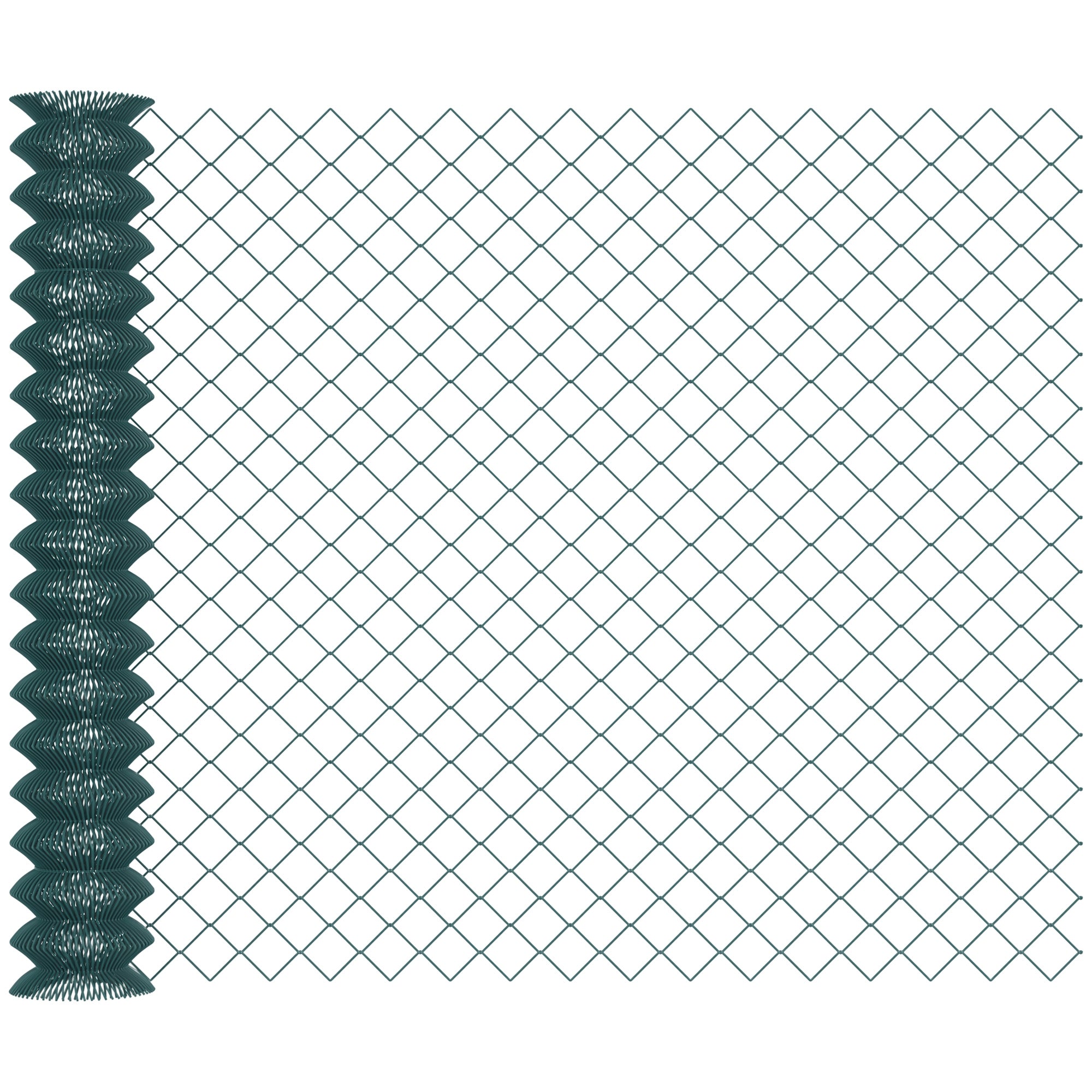 Steel and PVC Outdoor Fencing, 25m Roll, 1.7m Height, Green