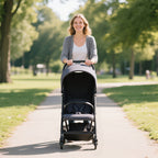 Baby Stroller for 0-3 Years Old, Foldable and Lightweight with Adjustable Backrest, Canopy, Basket, Dark Grey