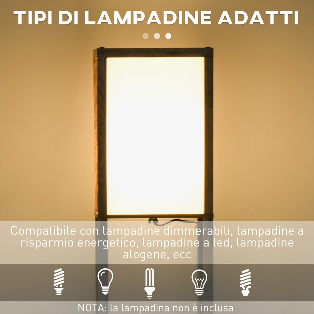 Floor Lamp with 3 Integrated Shelves, E27 Socket, Power 40W, 26x26x160cm, Wood Color