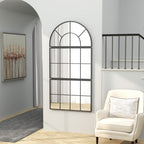 Arched Window Style Wall Mirror for Bedroom and Entrance, 76x43cm, Black