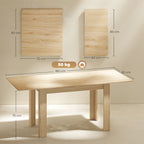 Extendable Dining Table for 6-8 People, 140-180 x 80 cm, Wood Color