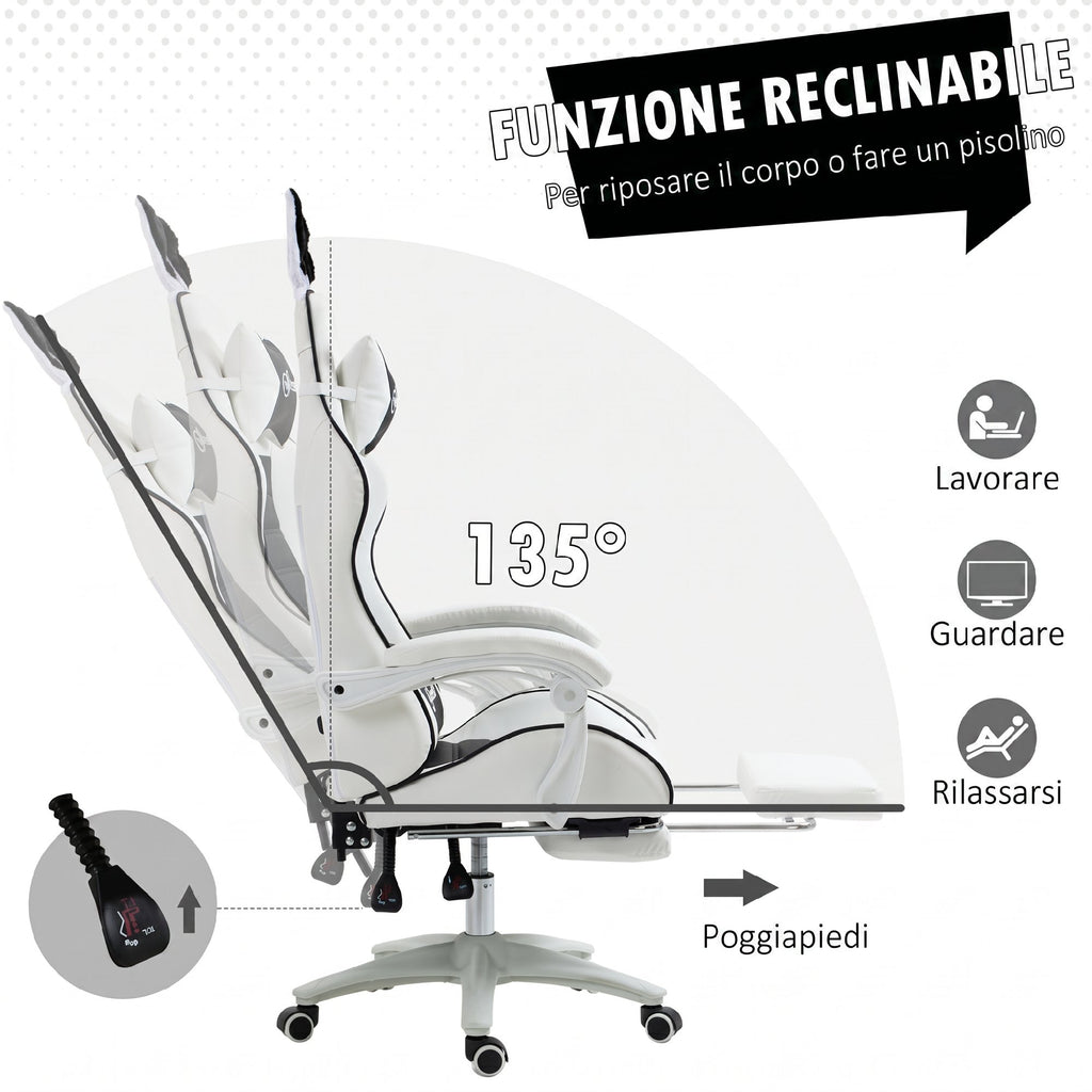 Vinsetto Gaming Chair with Rabbit Ears, Footrest, Cushions, Reclining and Adjustable Height, Black