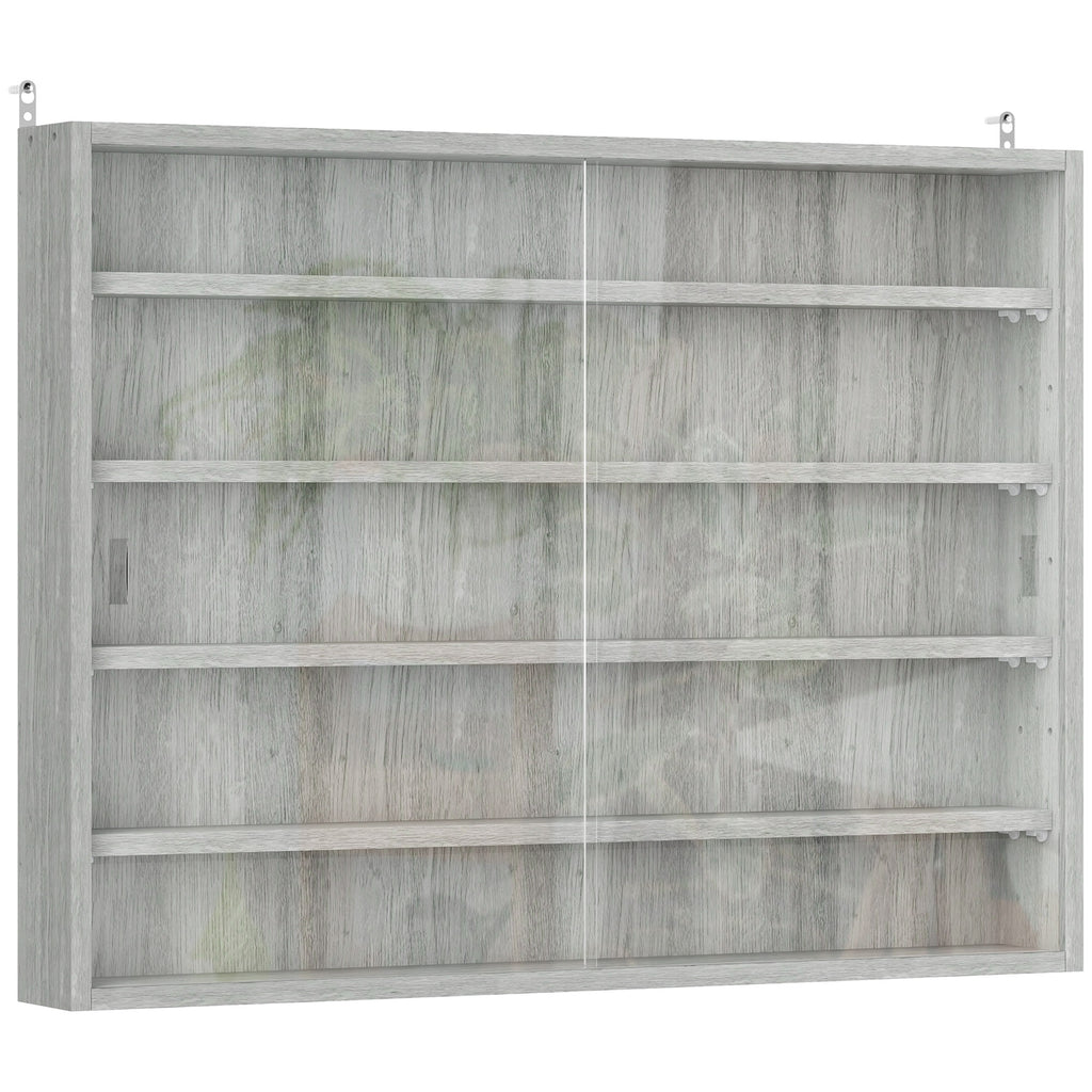 80x9 HOMCOM 4-Tier Adjustable Wooden Collectibles Display Cabinet with Glass ...