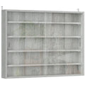 HOMCOM 4-Tier Adjustable Wooden Collectibles Display Cabinet with Glass Doors, 80x9.5x60 cm, Grey