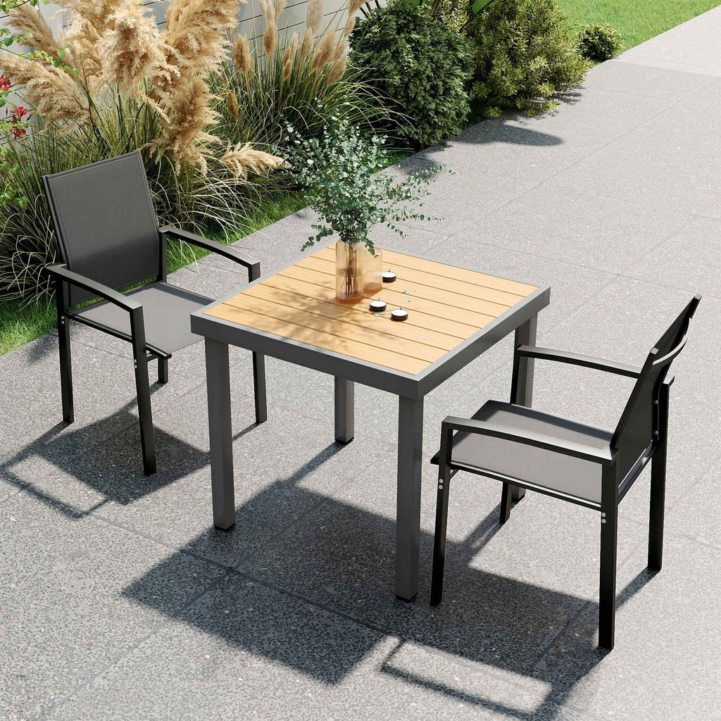 Outsunny Set of 2 Stackable Garden Chairs with Breathable Seat, in Aluminum and Textilene, 56x58x89 cm, Charcoal Gray