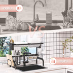 2-Tier Modular Sink Dish Drainer with Non-Slip Feet, Steel, 65x31.5x52.5 cm, Black