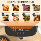 8L Air Fryer, 1700W Air Fryer with 8 Programs and 360° Hot Air Circulation, LED Display, Black