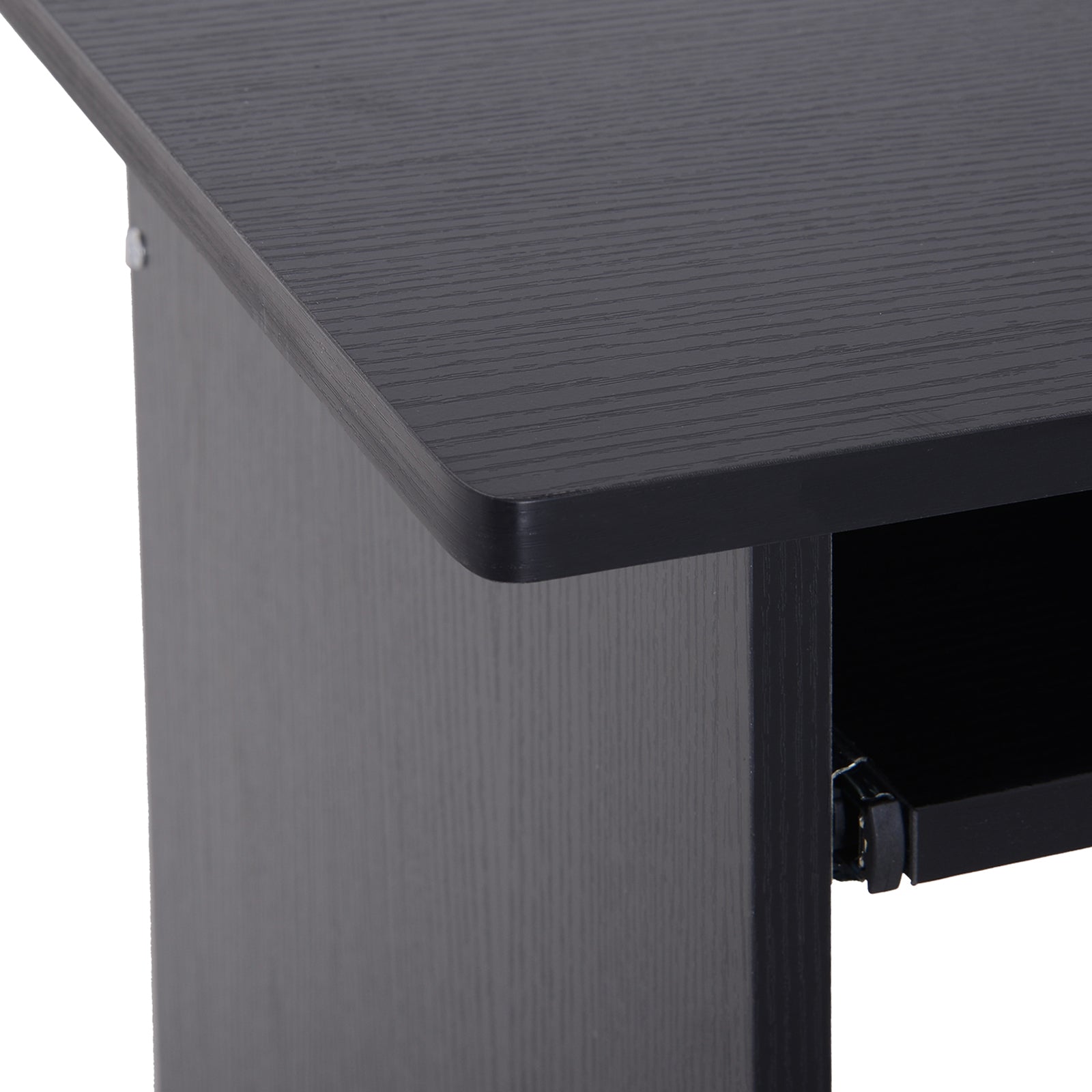 Modern Wooden PC Desk with CPU Shelf and Pull-out Keyboard Space, 80x45x75 cm, Black