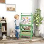 3-in-1 Children's Easel Blackboard, Paper Roll and 2 Containers, Wooden, 59x48x118 cm, Green